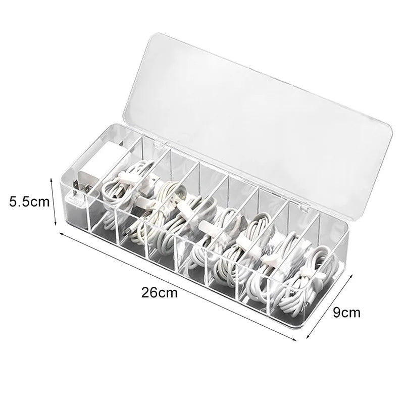 Dustproof Cable Organizer Box Desktop Cord & Charger Storage Hub