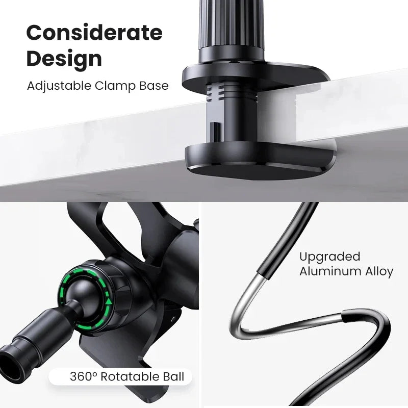 90cm Flexible Phone Holder Stand with 360° Adjustable Arm