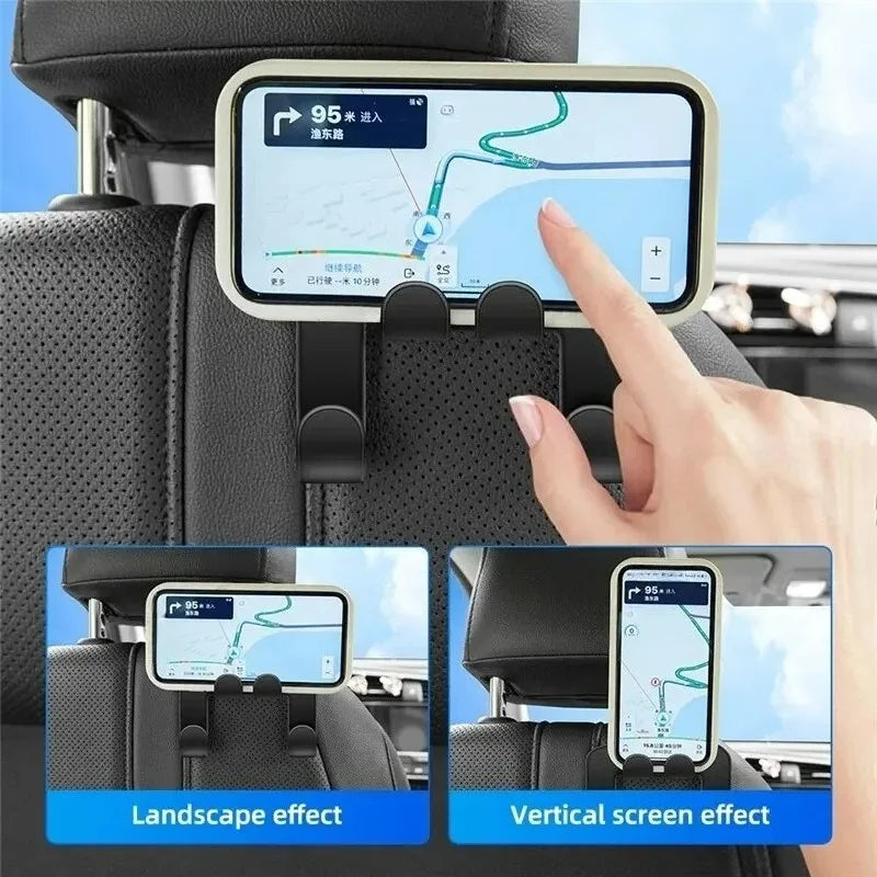 Universal Car Headrest Phone Holder and Storage Hook