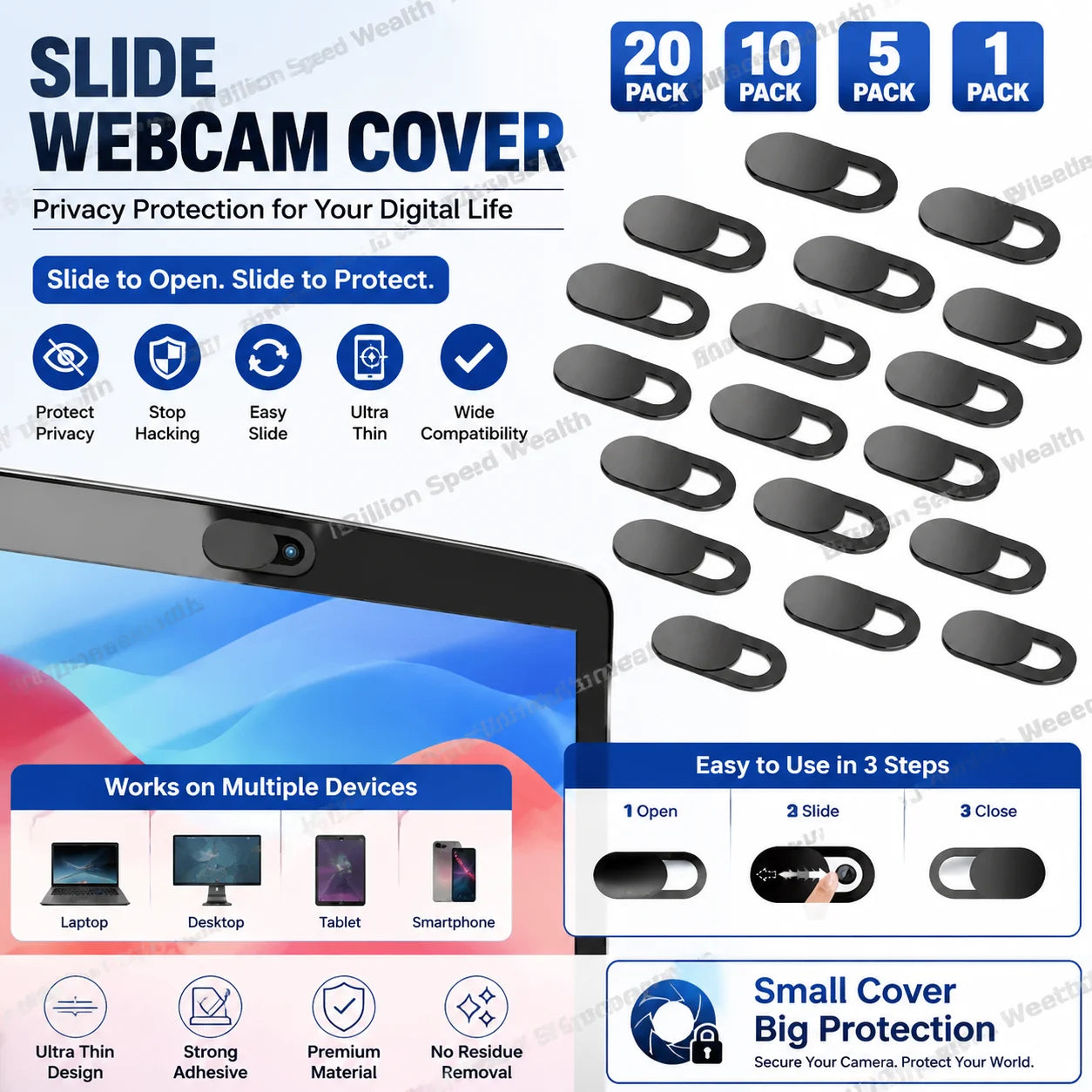 Ultra-Slim Sliding Webcam Privacy Cover