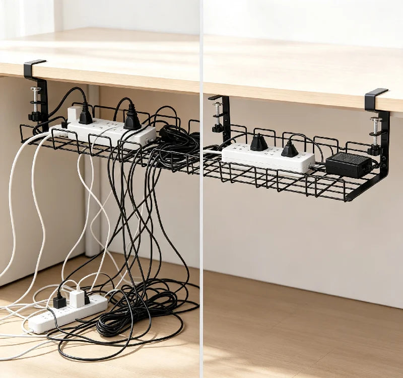 DeskRail Clamp-On Cable Management Tray