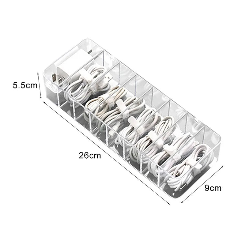 Dustproof Cable Organizer Box Desktop Cord & Charger Storage Hub
