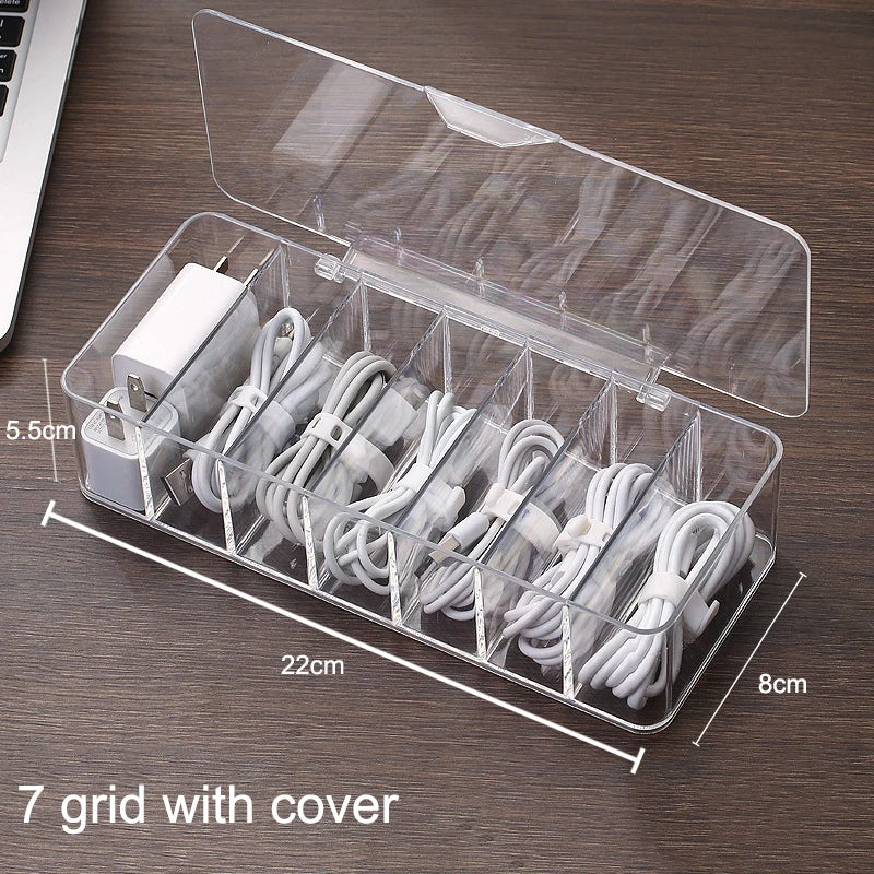 Dustproof Cable Organizer Box Desktop Cord & Charger Storage Hub