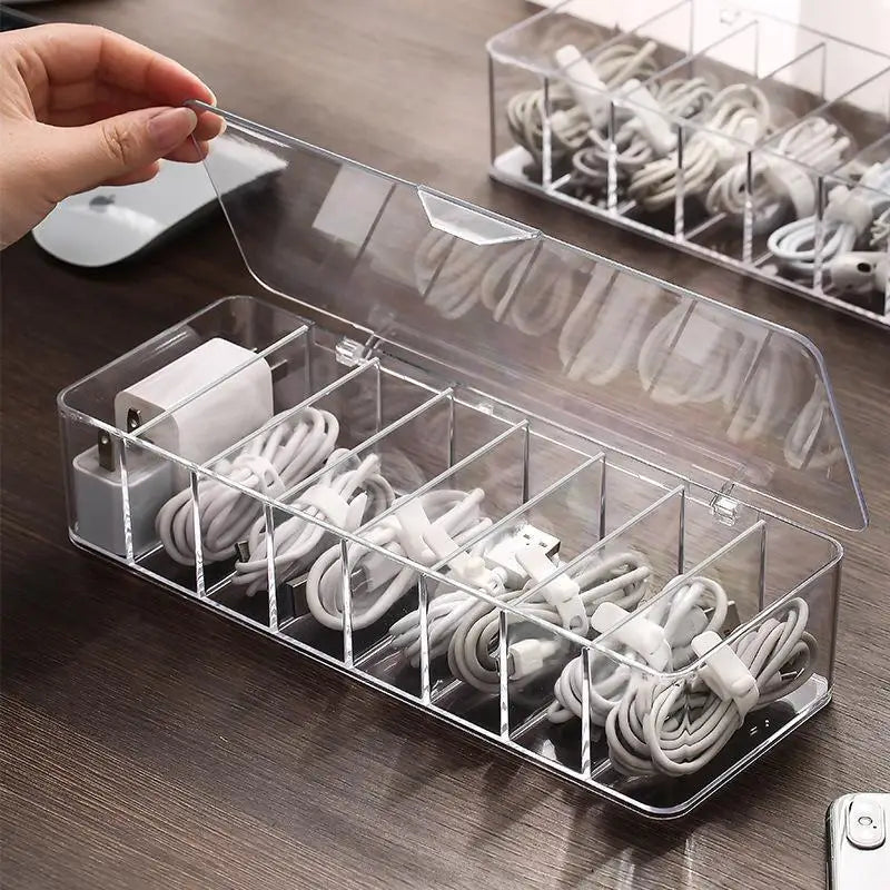 Dustproof Cable Organizer Box Desktop Cord & Charger Storage Hub