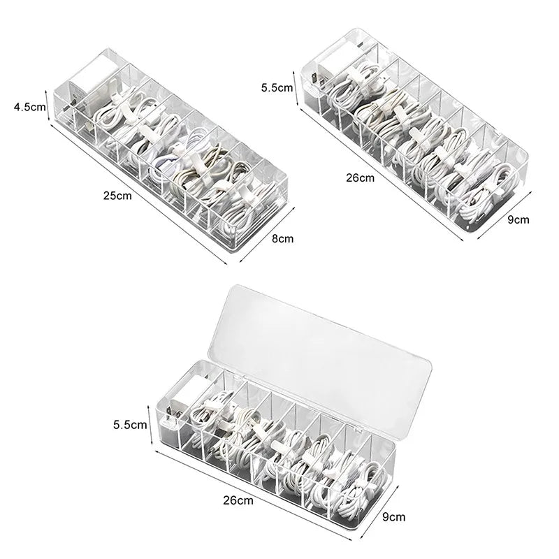 Dustproof Cable Organizer Box Desktop Cord & Charger Storage Hub
