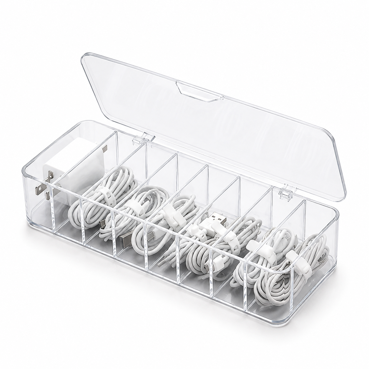 Dustproof Cable Organizer Box Desktop Cord & Charger Storage Hub