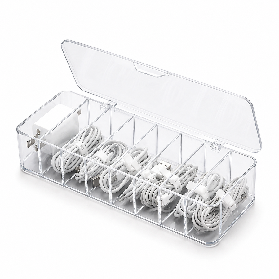 Dustproof Cable Organizer Box Desktop Cord & Charger Storage Hub